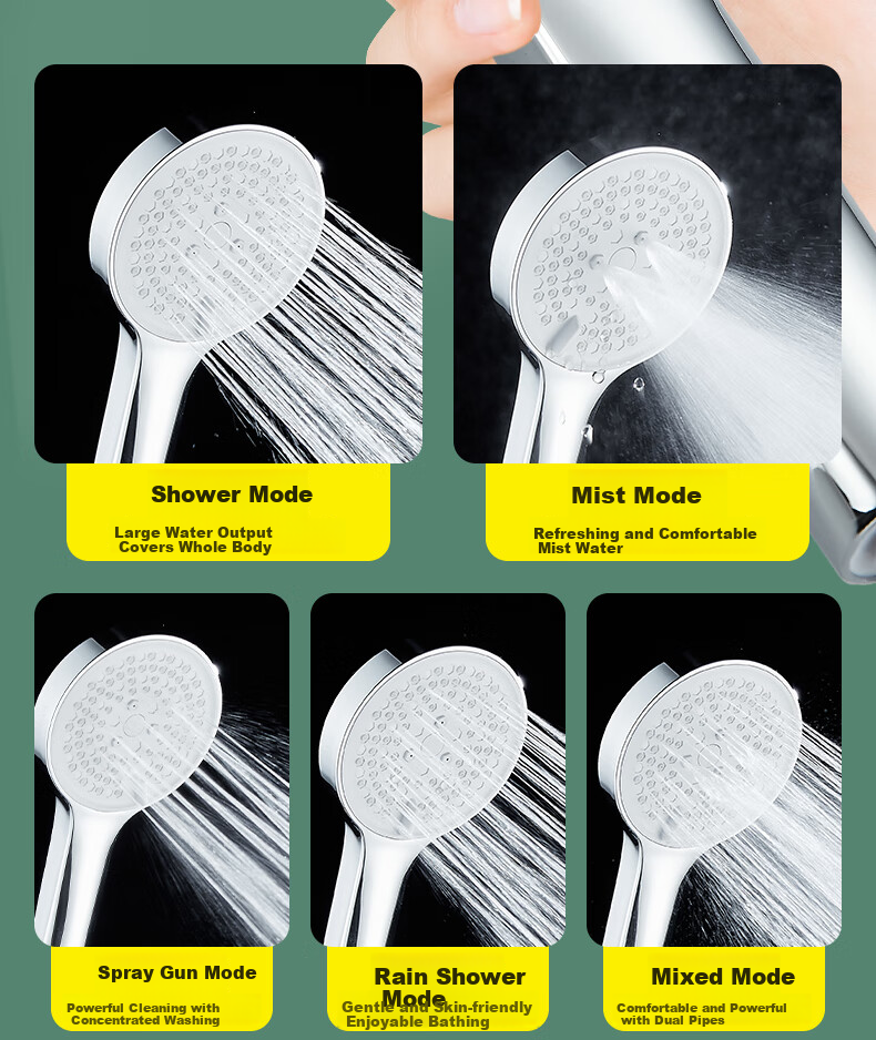 KEGOO High-Pressure Shower Head, Extra Strong Pressurized Handheld Three-Piece Set, Shower Hose, Bathing Handheld Head with Bracket K4048 4