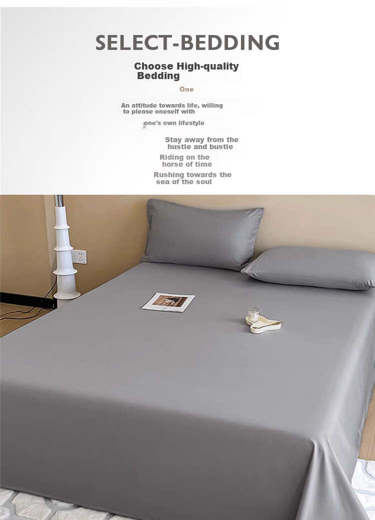 YALU&FREEDOM Bed Sheet 1.5/1.8x2m Bed Single Piece Brushed Double Bed Sheet for Dormitory 230*245cm Light Gray 2
