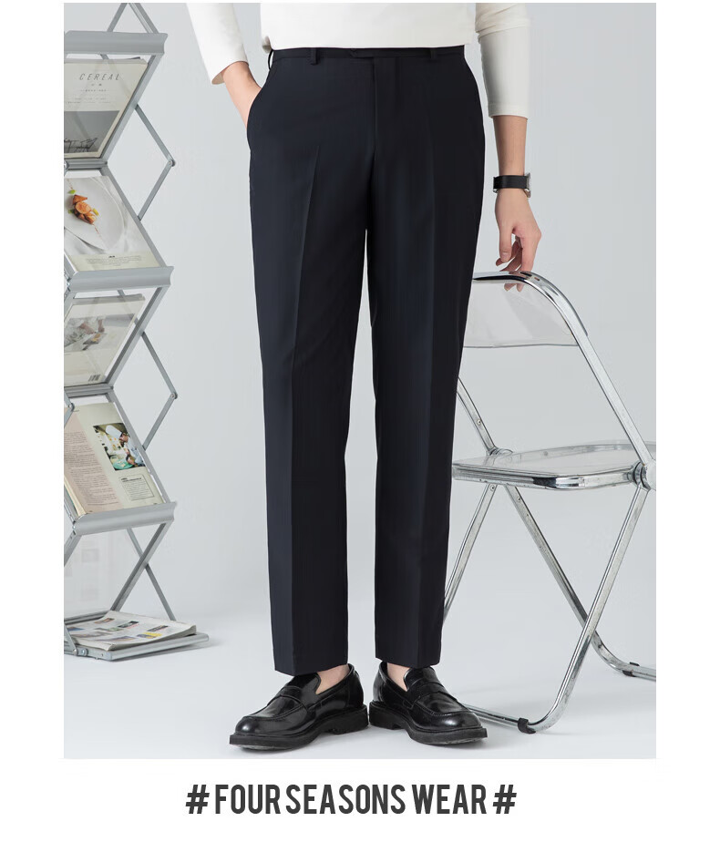 Romon Men's Summer Business Casual Wrinkle-Resistant Non-Iron Straight Fit Dress Pants Dark Gray 32 5