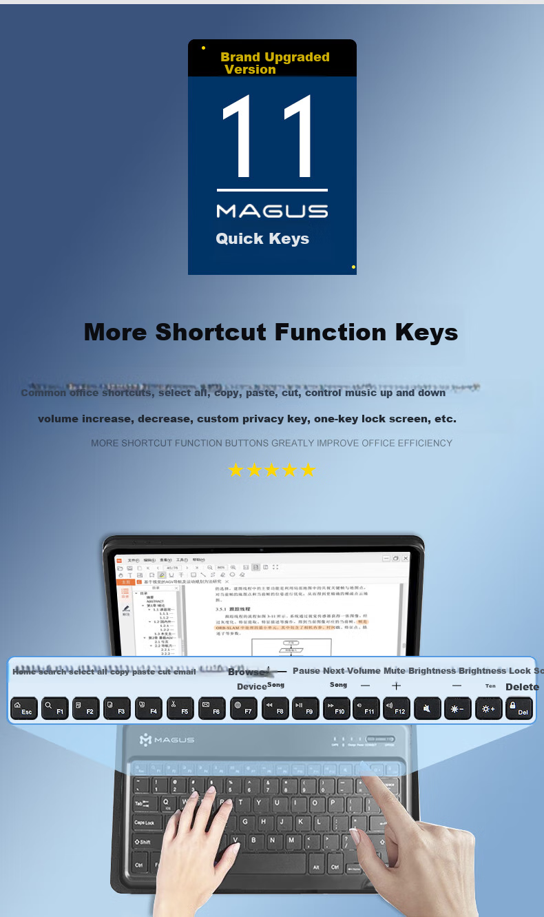 MAGUS Keyboard Case for Honor Tablet 10, 12.1-Inch Protective Cover, Full Protection Anti-Drop Soft Light Version, Magnetic Detachable Bluetooth Keyboard And Mouse Set 16