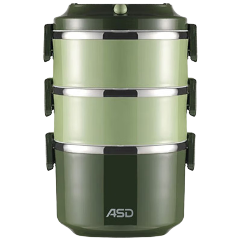 ASD Stainless Steel Lunch Box, Divided Pot with Handle, 3-Layer Portable Bento Box for Adults And Students, Soup Container, Meal Box RWS22H4WG-G