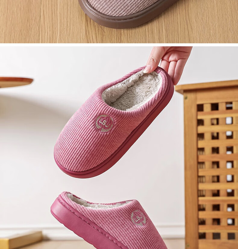 Huamei Jianbu Unisex Versatile Half-Cover Cotton Slippers Indoor Outdoor Fleece Lined Warm Cotton Slippers HM2502 Navy Blue Size 40-41 15