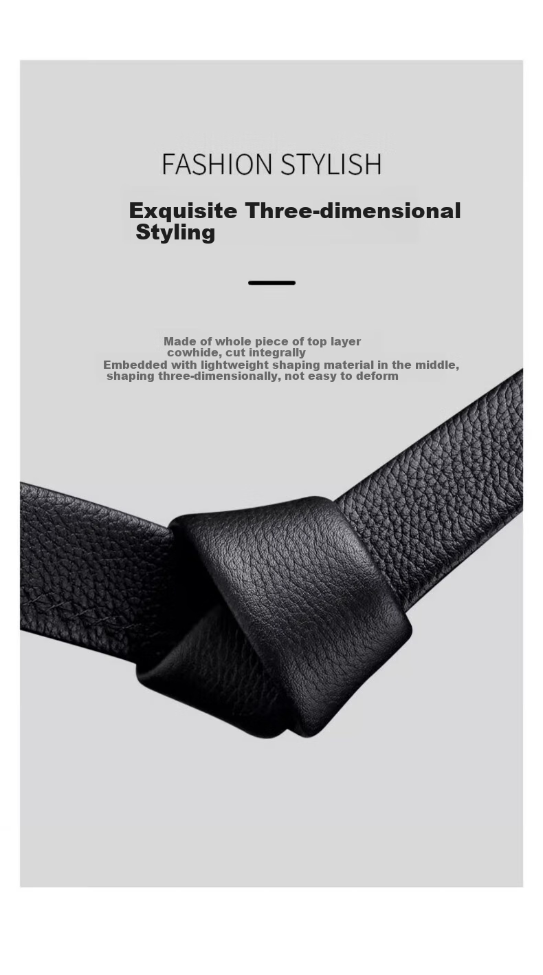 Huili Men's Belt, Top-Grain Leather, Pin Buckle, Pure Cowhide, Fashionable Versatile, Youth Light Genuine Leather Waist Belt 7