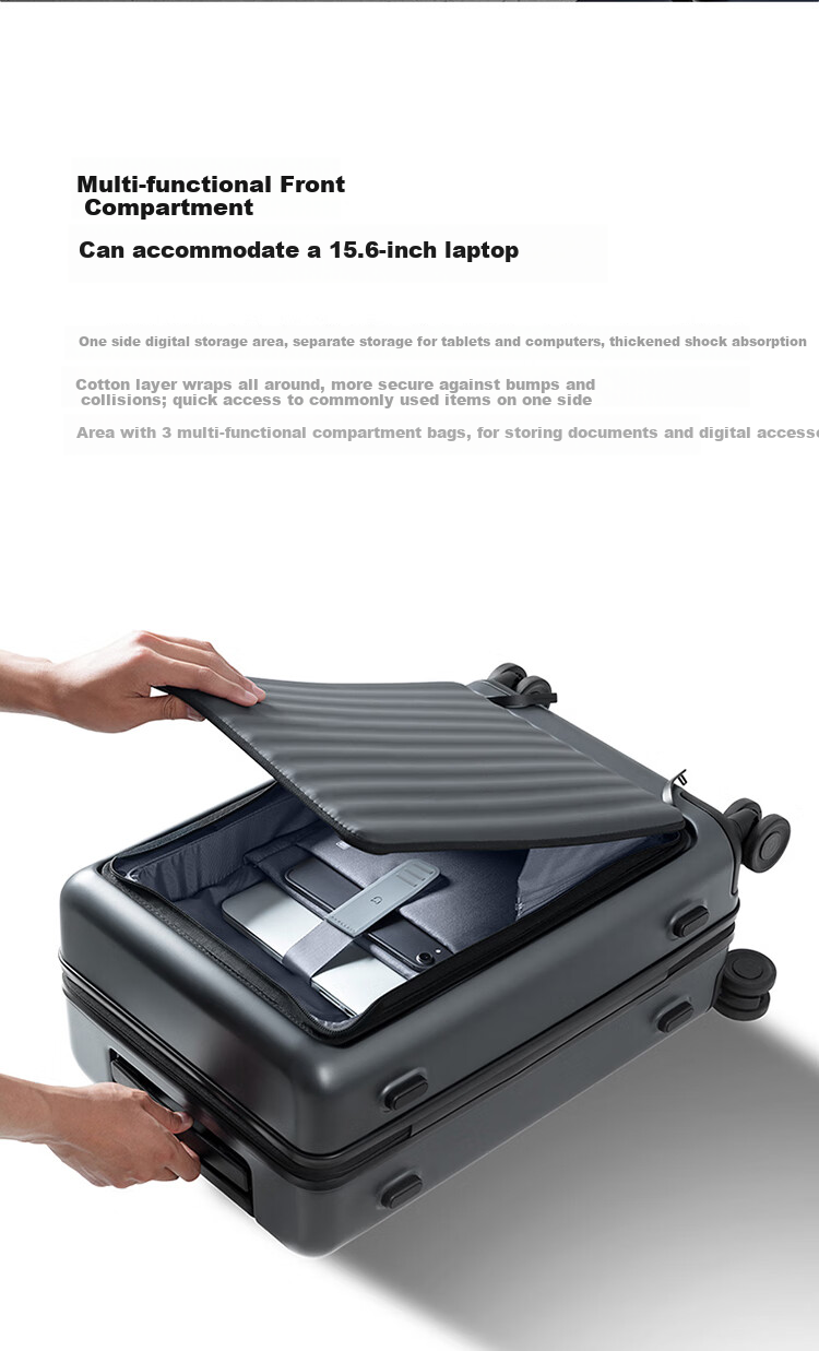 Mijia Xiaomi Luggage, 20-Inch Carry-On Suitcase, Business Travel Case, Front Opening, Password Lock, Graphite Gray 4