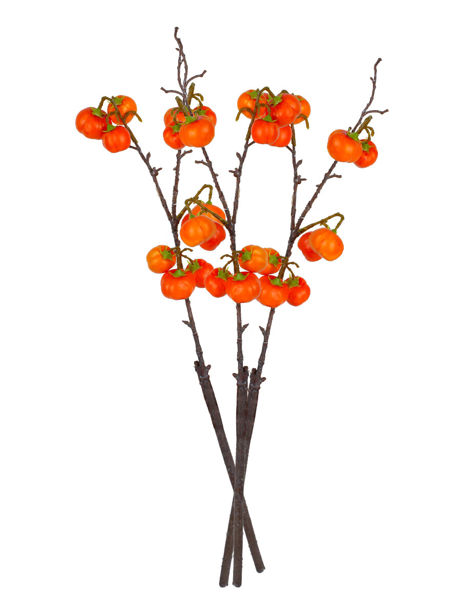 Qiju Yaji Artificial Small Pumpkin and Persimmon Fruit Decorations Festive Orange Red Set of 3 20405 4
