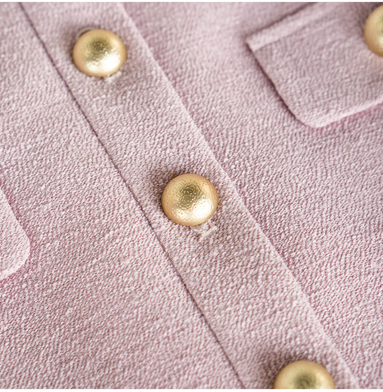 ROEYSHOUSE Premium Little Chanel Style Slim Fit Short Jacket + Skirt Two-Piece Set 09299 Pink M 17