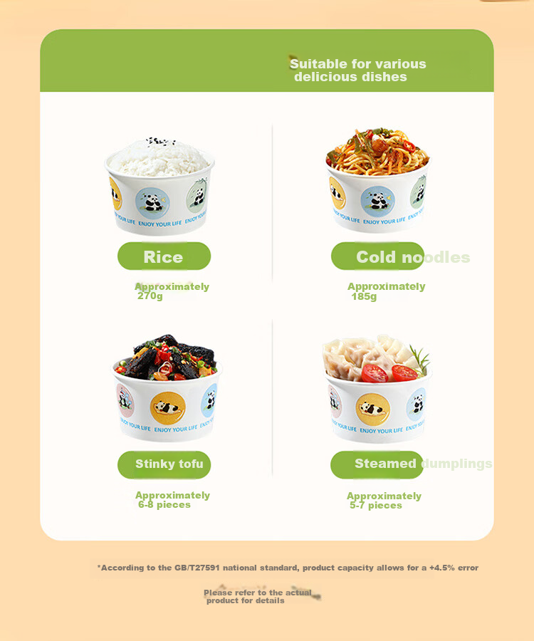 MARYYA Disposable Bowls, Food-Grade, 360ml*60 Pieces, Heat-Resistant, Takeaway, Outdoor Picnic, Round Paper Lunch Boxes 4