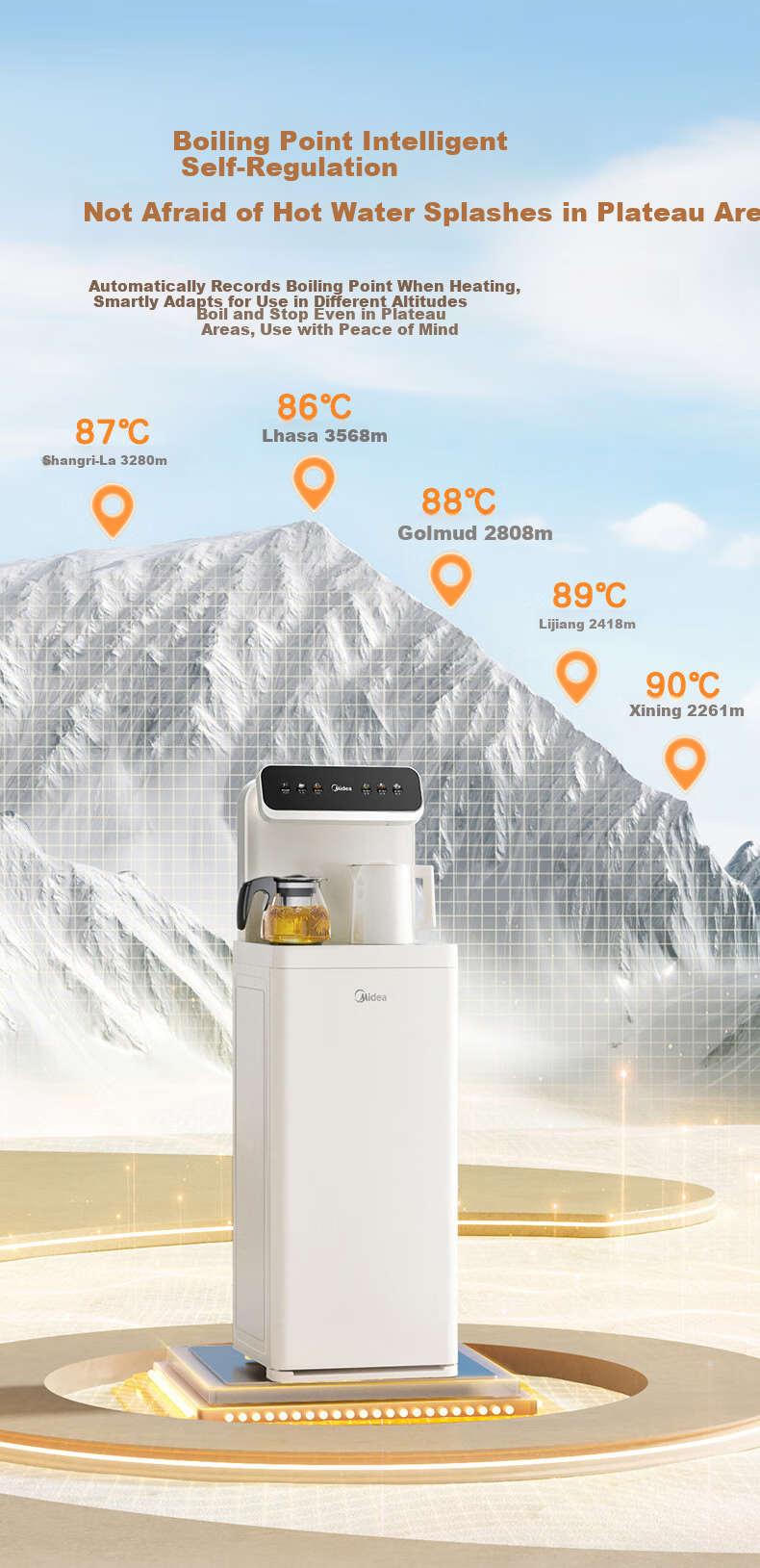 Midea White Moonlight Tea Bar Machine Water Dispenser Home Electric Kettle Living Room Floor-Standing Bottled Multi-Functional Tea Bar Cabinet Electric Kettle Health Pot YCR-2366 13