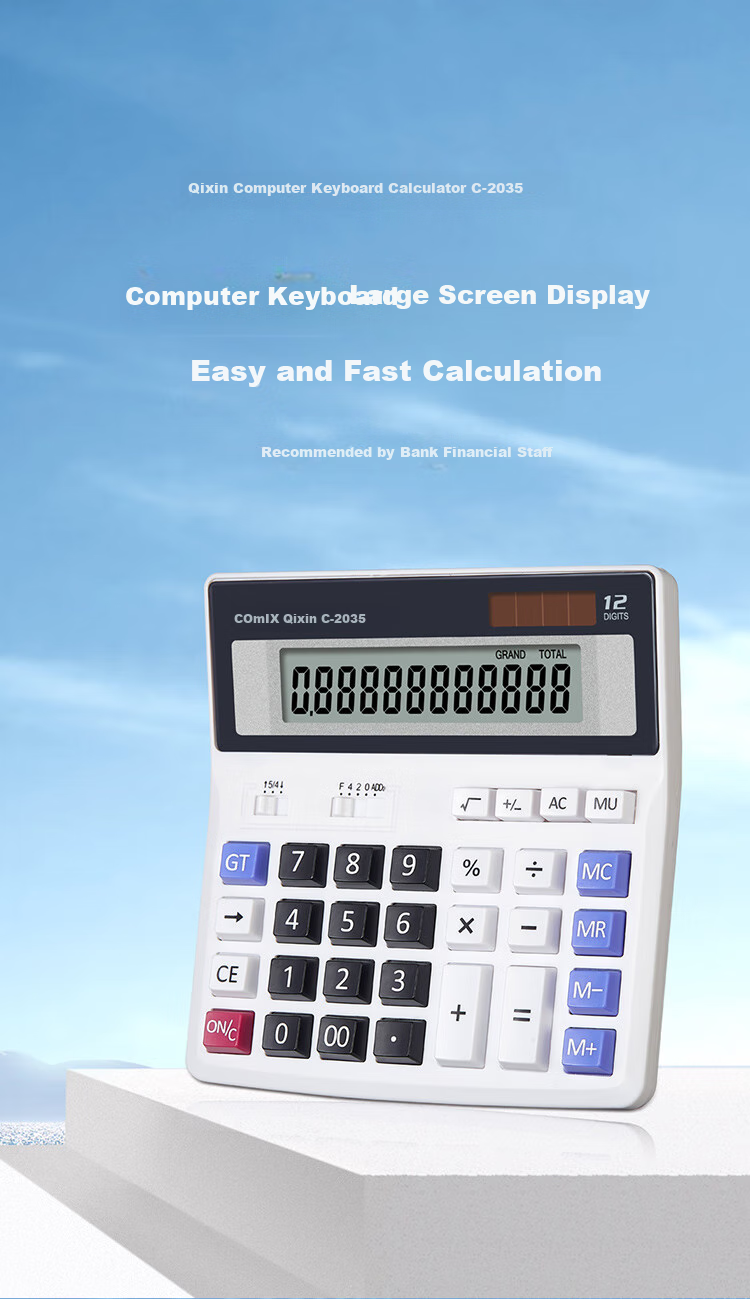 COMIX Classic Desktop Office Calculator, 12-Digit Large Screen Desktop Calculator, Student Office Stationery Supplies, C-837H 1