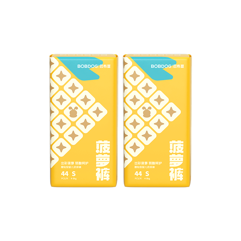 BOBDOG Pineapple Pants Diapers Size S 88pcs (3-4.5kg) Baby Diapers [Brand Direct Supply, Trusted Quality]