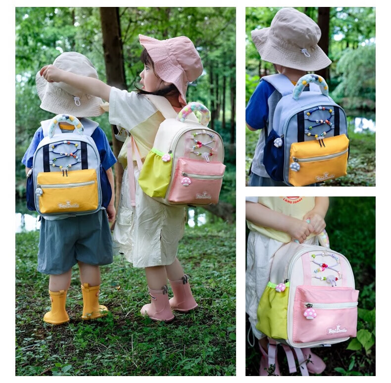 Three Duckling Kindergarten Backpack for Girls and Boys, Small to Large Size, Colorful Ball Travel Bag, S Size Blue Breathable Model 8