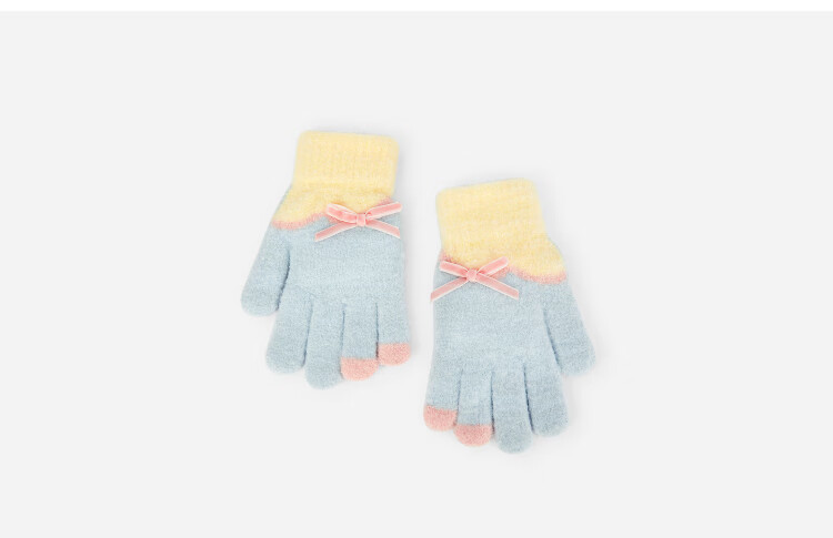 Balabala BalaOne Kids Girls Five-Finger Colorblock Bow Gloves 2025 Comfortable Warmth 208425162207 1