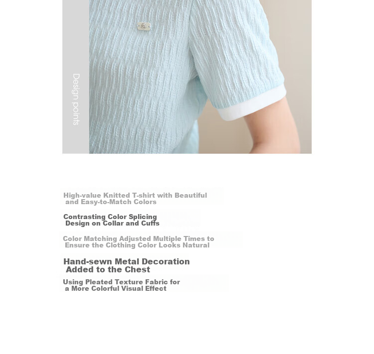 Sentubila Round Neck Short Sleeve Regular Shoulder T-Shirt for Women, Summer Contrasting Color Spliced Knit Top, Elegant Versatile High-End Blouse 2