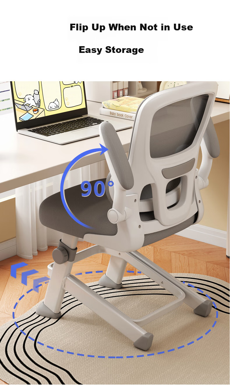 Zhuobo Computer Chair, Home Study Chair, Adjustable Height Chair, Seat Chair with Backrest, BT25 Gray, Height Adjustable 6