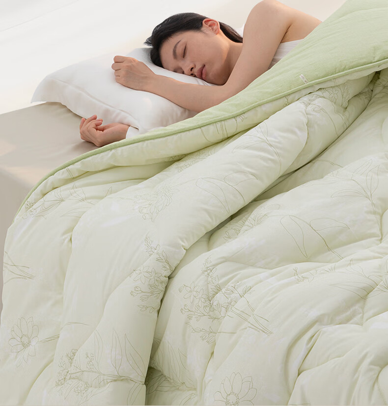 Luolai Home Textiles Deep Sleep Four Seasons Quilt A-Class Machine Washable 100% Cotton Skin-Friendly Warm Spring and Autumn Quilt Green 220*250cm 2