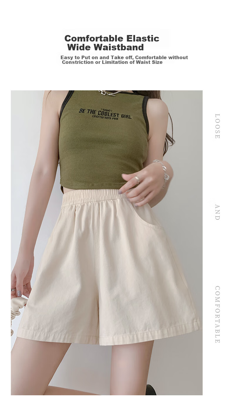 LangSha Women's Summer Thin High Waist Wide Leg Shorts Loose Casual Sports Pants Straight-Leg Work Shorts 6