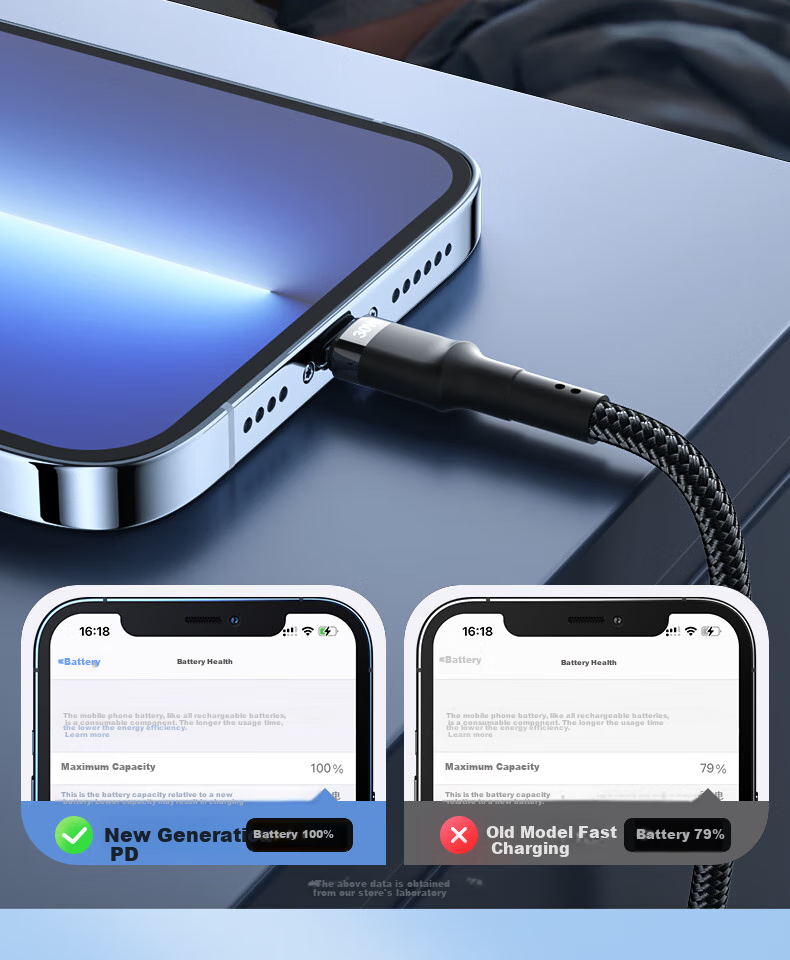 Nengshi Apple Charging Cable, IPhone 14 Data Cable, PD Fast Charging Cable, 30W Charger Cable, Suitable for 13 Pro Max/12 Plus/11 XS Phones, Charging Cable 1 Meter, Gree 9