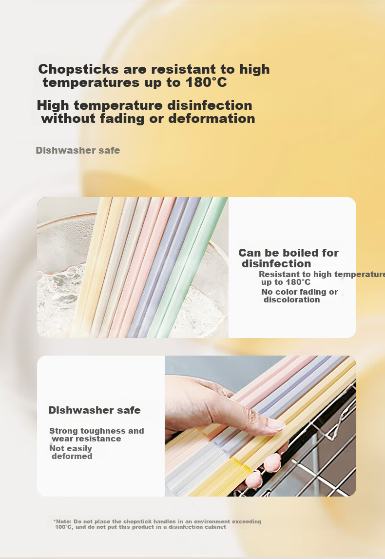 SUPOR Specialized Color Chopsticks, Heat-Resistant Healthy Chopsticks, Colored Jelly Chopsticks, 10 Pairs, Machine Washable 3