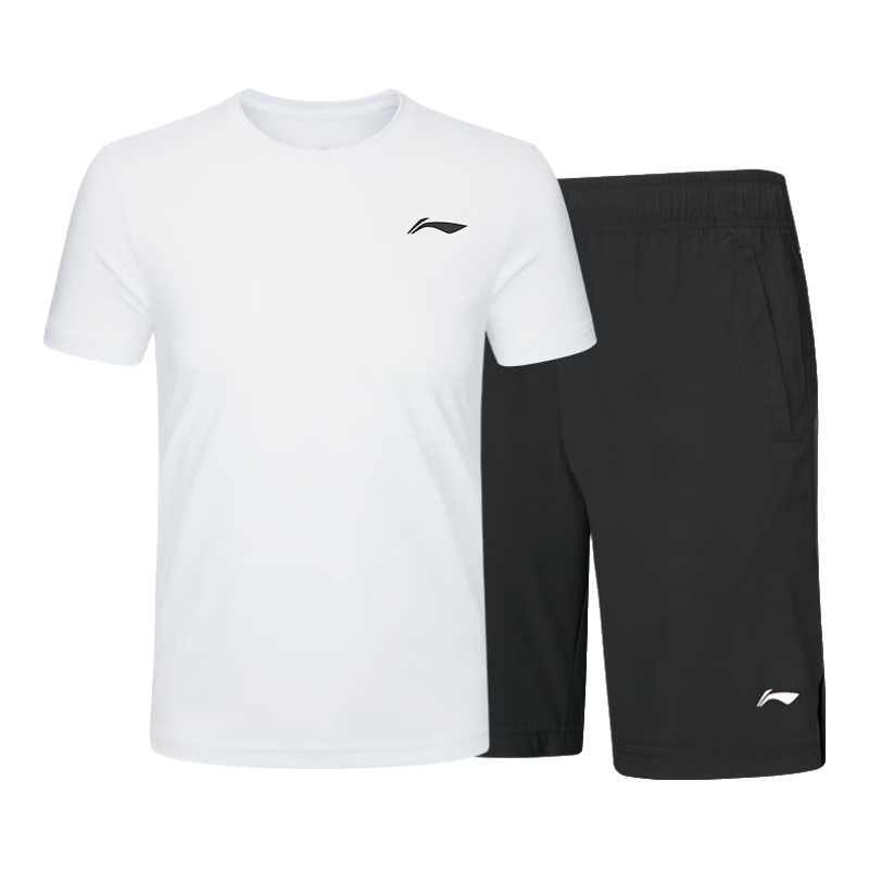 Li-Ning Sports Set for Men And Women, Summer Running Quick-Dry Shirt, Short Sleeve Shorts, Ice Silk T-Shirt, Badminton Basketball Fitness Wear, Thi