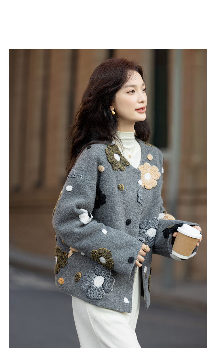 Demana [Floral Mist Twilight Snow] Winter Small Heater 90% Duck Down Irregular 3D Flower Loose Women's Down Jacket 1