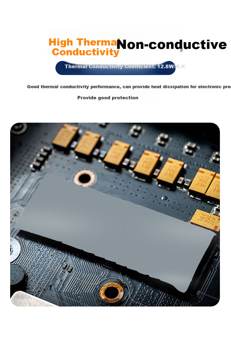 NVV M.2 SSD Thermal Paste Pad, Cooling Silicone Pad, Heat Conductive Silicone Gasket for SSD North Bridge, TC-131X with Thermal Conductivity of 12.8W 4