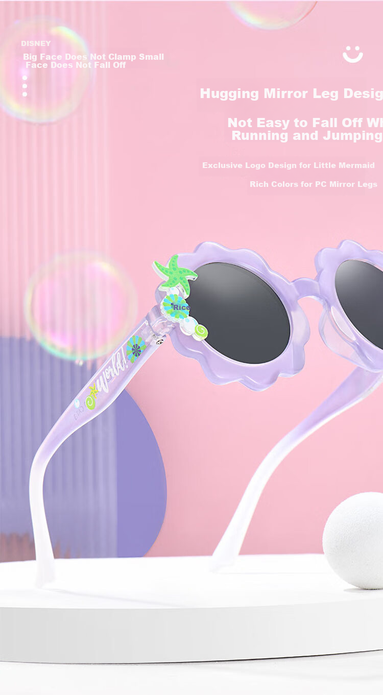 Disney Little Mermaid Children's Sunglasses, Girls' Sunglasses, Kids' Outdoor Travel Vacation UV Protection Glasses for School 3