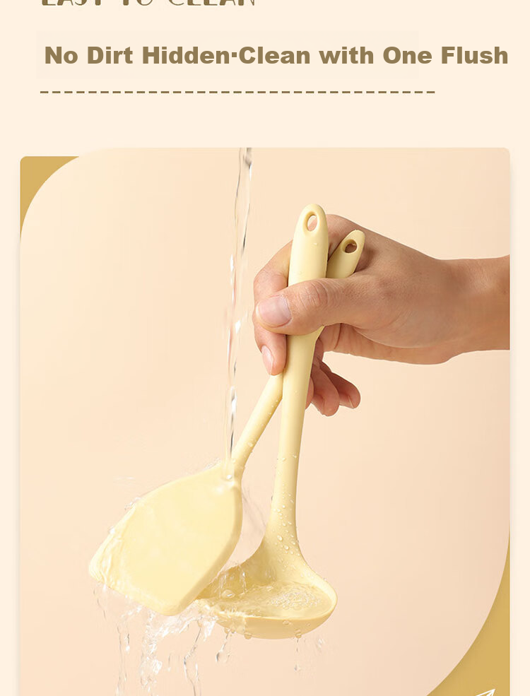 Baijie 304 Stainless Steel Stir Fry Wok Spoon Mushroom Turner Spatula Cooking Spatula Wooden Handle High Temperature Resistant Extended Large Size 10