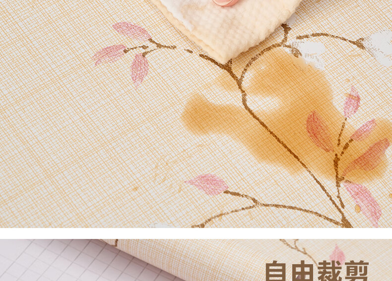 Oumai Self-Adhesive Waterproof Wallpaper Wall Sticker Wall Covering Dorm Bedroom Renovation Red Flower 3m 3