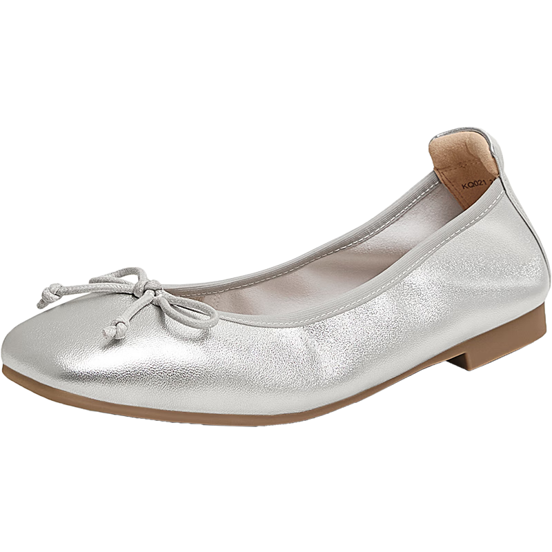 Tianmeiyi Rainbow Gummy Mary Jane Shoes Women's Commuter Flats Dawn Silver / Sheepskin Leather Size 37