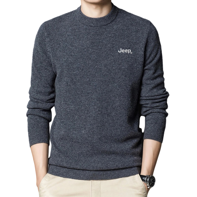 JEEP Men's Winter Crew Neck Warm Sweater, Dark Gray, XL