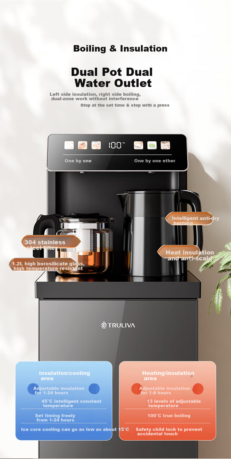 TRULIVA Tea Bar Machine, Home Multi-Functional Office Standing Water Dispenser, Bottom-Loading Water Tank, Fully Automatic Tea Bar Cabinet, High-End Living Room Use, Cooling And Heating Dual-Purpose, 2026 New Model 8