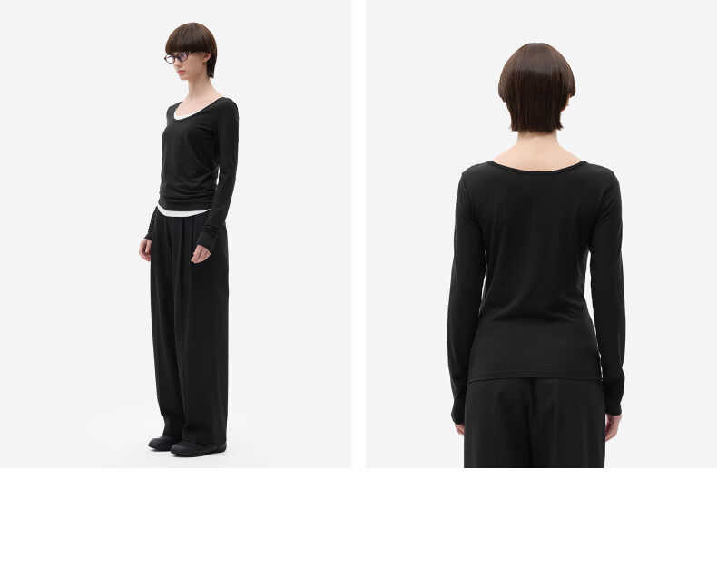 Bananain Liu Haocun Edition Thermal Skin 301 + Women's Warm Cotton-Feel Antibacterial Moisture-Wicking Thermal Underwear Autumn Base Shirt 25