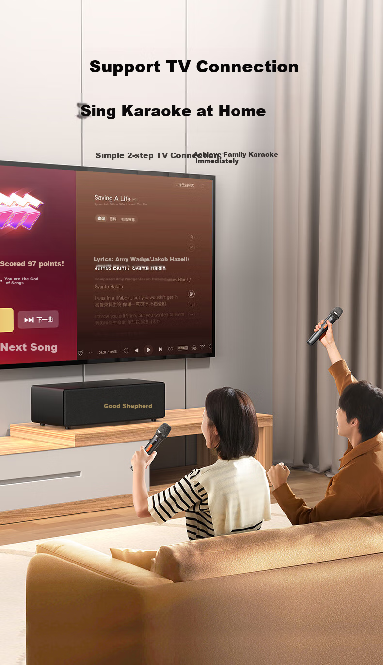 Haomuren Karaoke Sound System, Home KTV Sound Package, All-In Karaoke Machine for Singing at Home, Karaoke TV, Microphone, Karaoke Machine with Song Selection Function, Wireless Microphone, Bluetooth Speaker, Amplifier 3