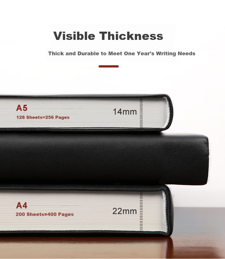 SIMAA A4 Extra Large And Thick Business Notebook Leather Cover Journal Student Stationery Work Diary Meeting Minutes Book Office Supplies Customizable 400 Pages/Book Black 4