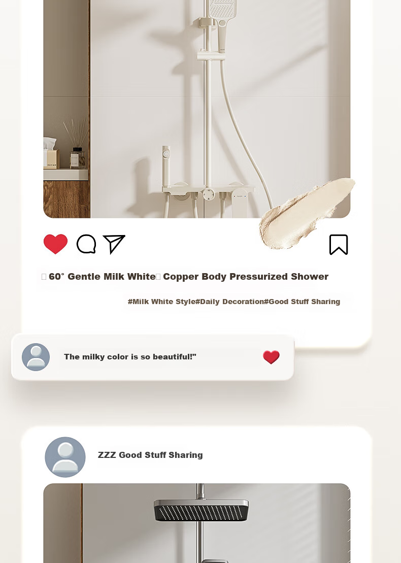 HUIDA Shower Head Set, Large Screen High-Pressure Brass Body, Home Bathroom Shower Head Complete Set TS105S 30
