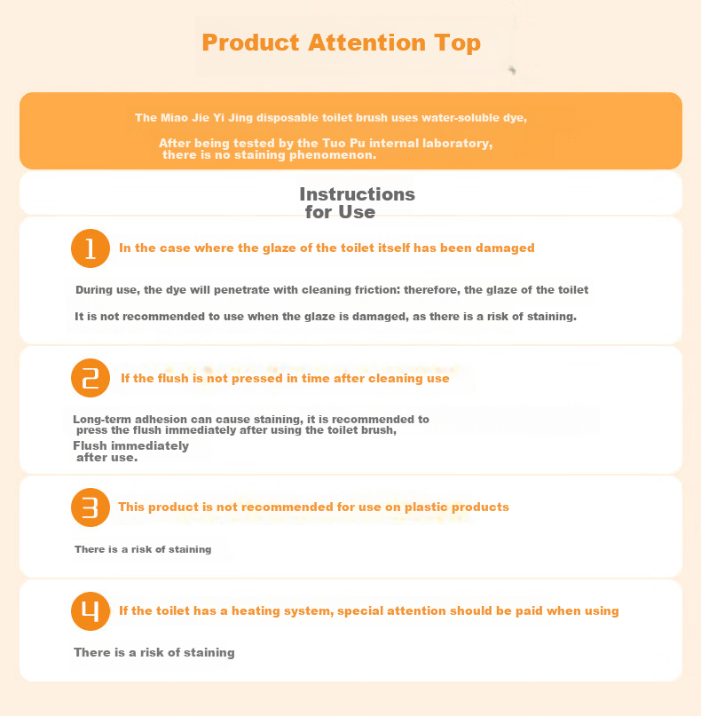 MIAOJIE Disposable Toilet Brush with 7 Replacement Heads, Wall-Mountable, Ready-To Disposable, Orange Oil Stain Removal 10