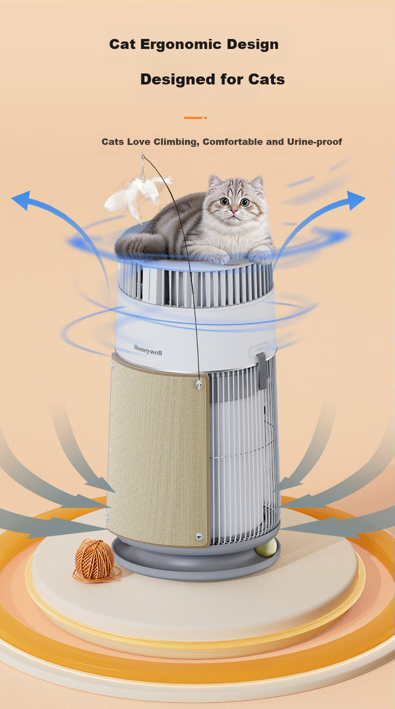 Honeywell Pet Air Purifier for Cat Hair Removal, Allergen Elimination, Cat Companion, Cat Hair Cleaner, Sterilization, Disinfection And Odor Removal KJ360F-C22W 5