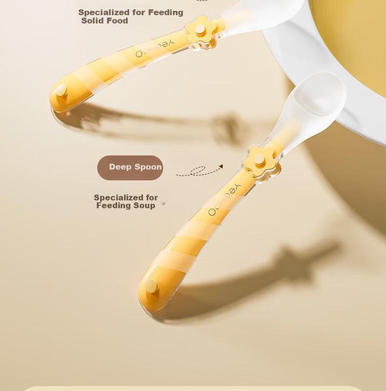YEEHOO Silicone Spoon for Baby Food, Infant Feeding Spoon, Newborn Water Feeding Silicone Soft Spoon, Tableware for Milk And Rice Powder - Maple Yellow 4