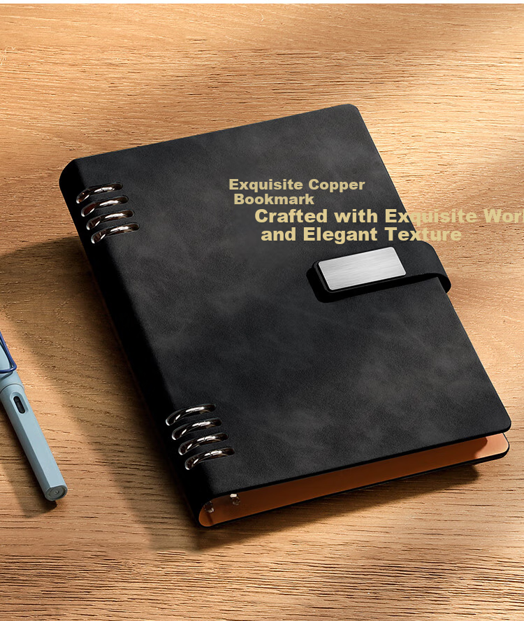 Ujia Loose-Leaf Notebook A5 High-Quality Business Office Stationery Conference Notepad Detachable Loose-Leaf Binder Thickened Leather Cover Customizable for Businesses, Blue 16