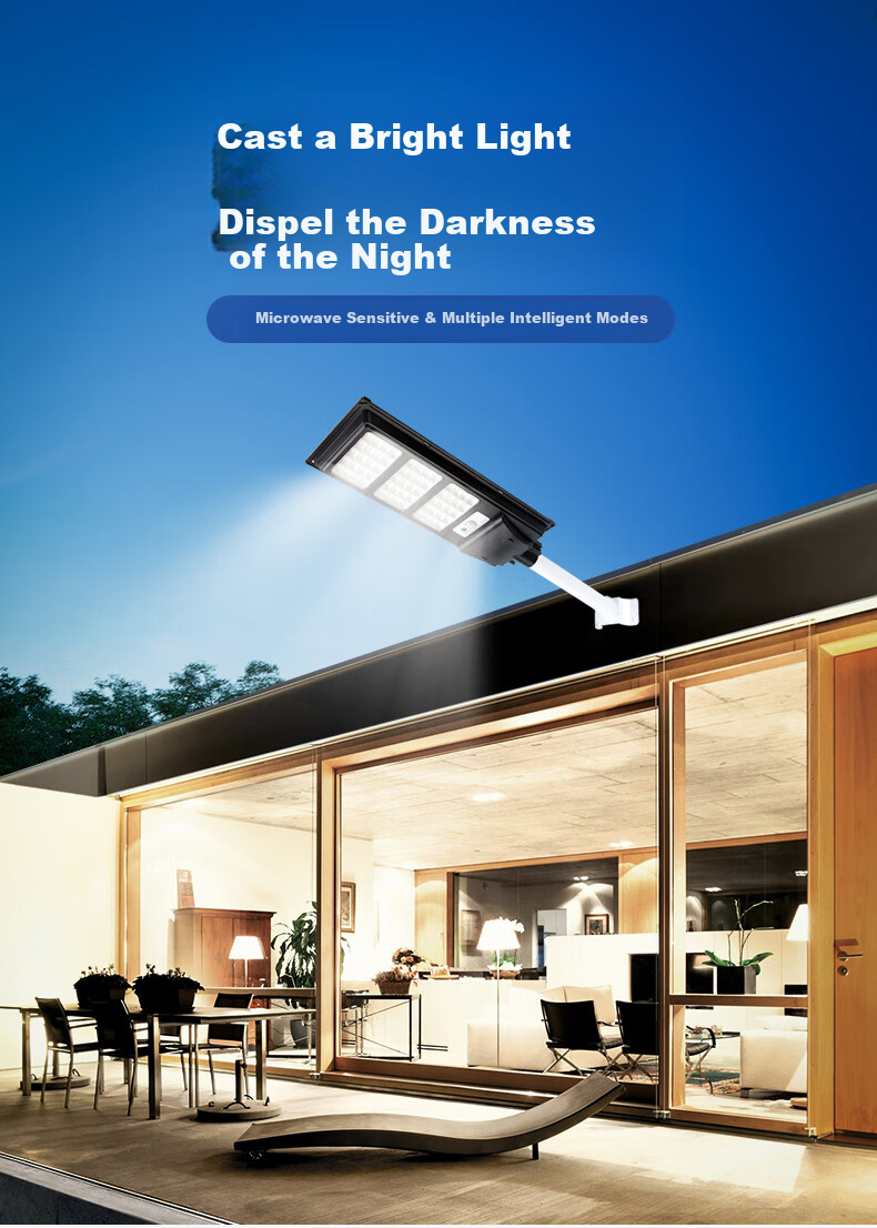 CHNT Solar Integrated LED Street Light with Smart Sensor, Waterproof Outdoor Floodlight for Home Use, 160X 1