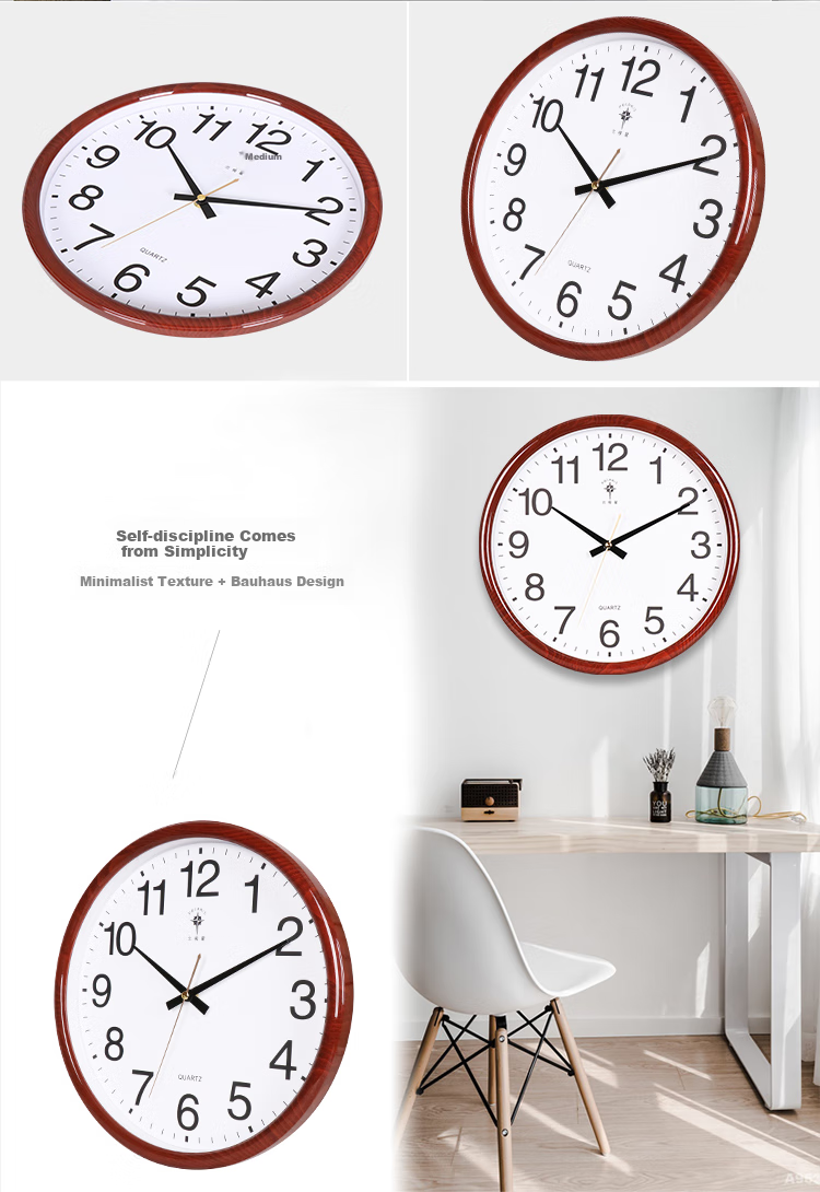 POLARIS Wall Clock, Creative Fashionable Minimalist Clock, Quiet Quartz Clock, Living Room Timepiece, 33cm Wood Grai 7