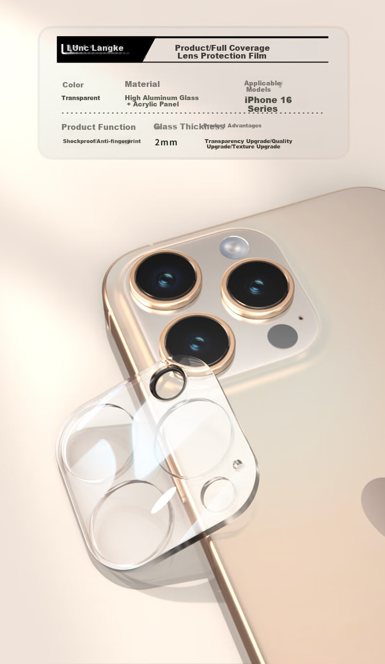 LLUNC Lens Protector for Apple IPhone 16 Pro/16 Pro Max, Rear Camera Protective Film, High Definition, Wear-Resistant And Scratch-Resistant, 2-Pack 12