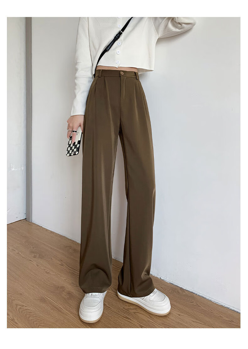 LangSha Women's Suit Pants Spring Autumn 2025 New Draped Casual Versatile Office Workwear Slim Straight Wide-Leg Trousers 15