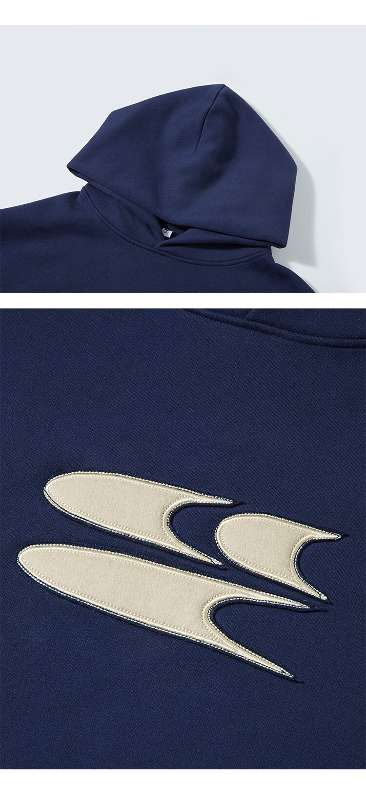Crying Center Blue Wool Layered 3C Logo Fleece Sweatshirt Deep Blue S [Wen Qi Same Style] 24
