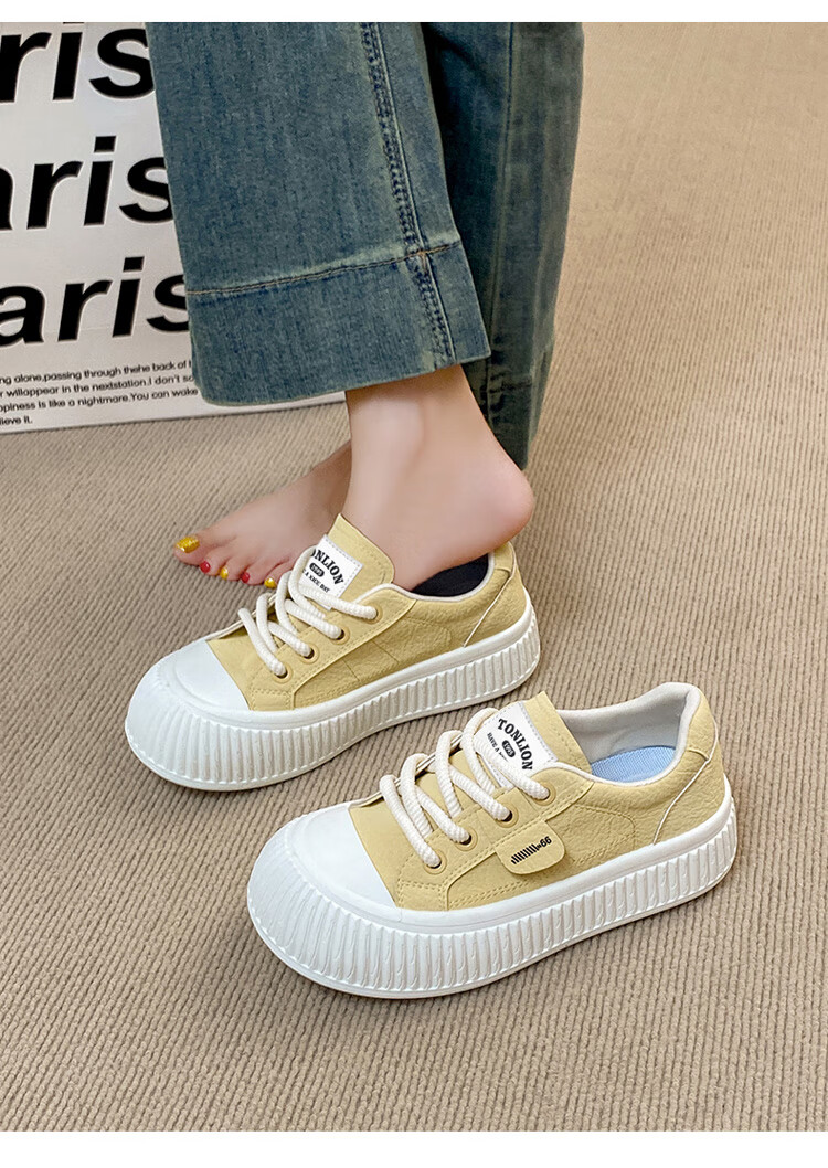 TonLion Women's Shoes Spring Summer Sneakers Thick Sole Platform Casual Sports Shoes Off-White Size 37 11