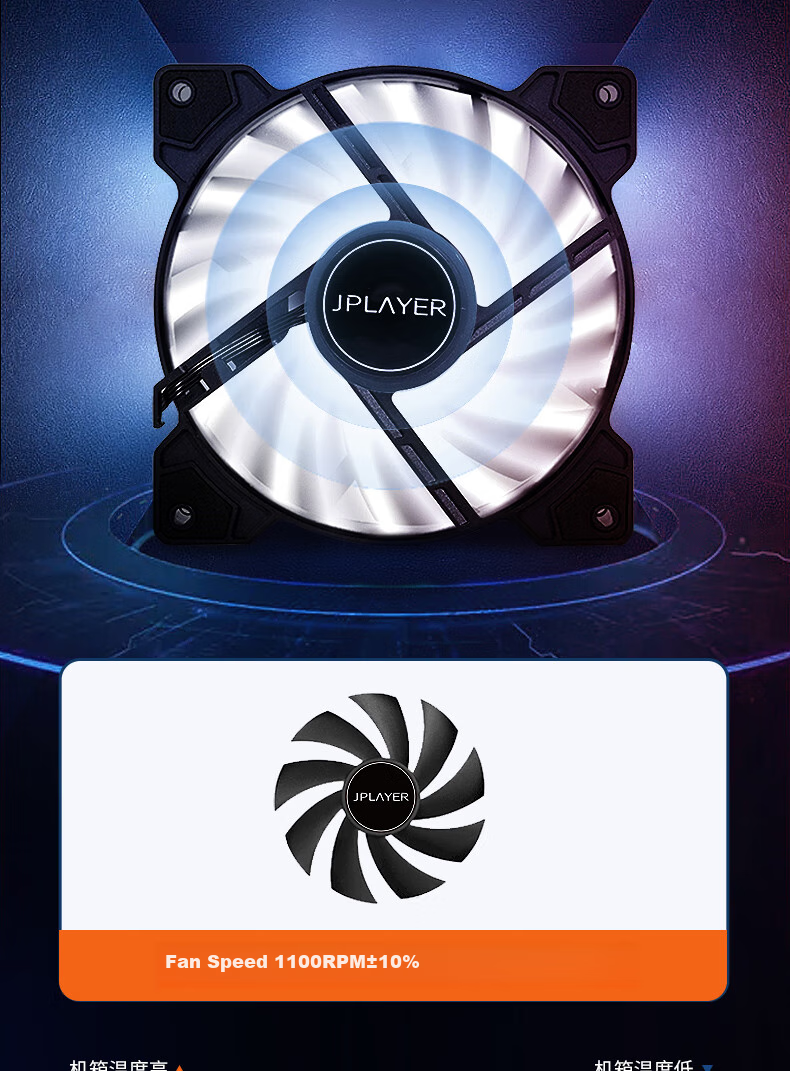 JPLAYER Ziyi Co-Branded Prism X Computer Case Fan, 12cm White, ARGB Synchronized Light, Noise Reduction Fan, JPS-235 5