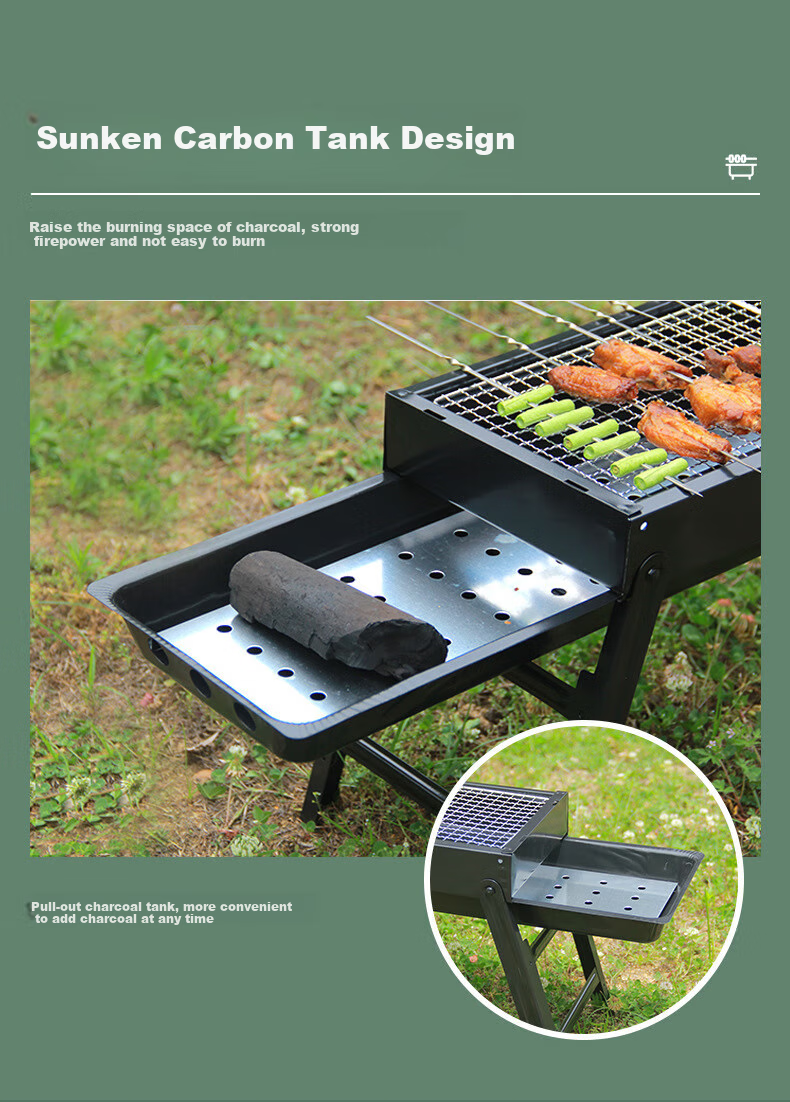 Lingdongli & Muhuo Mini Portable Charcoal Grill, Foldable Barbecue Rack for Home Use, Compact Charcoal Grilling Stove 4