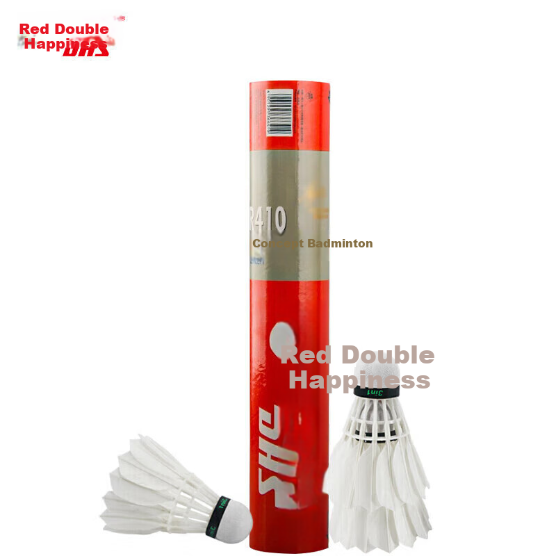 DHS Badminton Shuttlecocks, 12-Pack, Durable Competition Grade, Cork-Tipped, Stable Flight, TR410