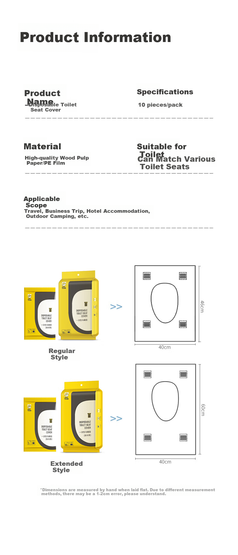 JOYTOUR Disposable Toilet Seat Covers, Waterproof And Hygienic for Travel And Business Trips, Suitable for Pregnant Women, 50 Pieces Per Pack 9