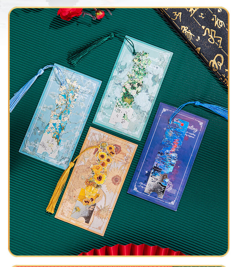 Tianshun Vintage Oil Painting Bookmark High-End Exquisite Metal Van Gogh Bookmark Classical Creative Aesthetic Birthday Gift for Girls Cultural and Creative Student School Opening Reward Simple Packag 17